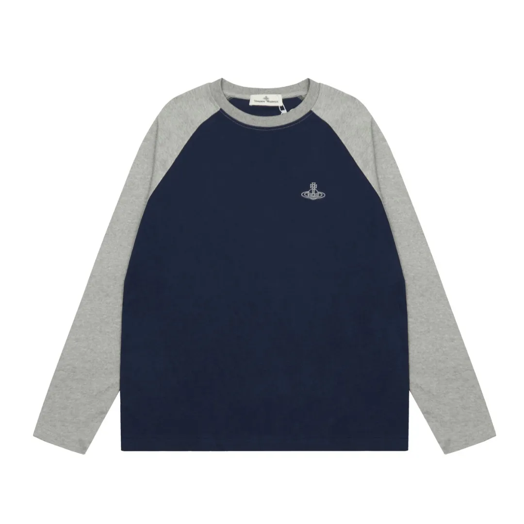 "Classic long sleeves" vivienne west wood Vivienne Saturn classic versatile raglan long sleeves Simple and fashionable, highly practical to wear inside and outside 2024's top hot style No need to say more, go straight to the details, full series of correct accessories, every detail is completely restored, and can be filled directly. Size: S M L Color: white and black, white pink, navy gray